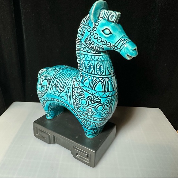 Bitossi Style Mid Century Modern Ceramic Horse – Stunning Turquoise Blue! EUC - Picture 11 of 11